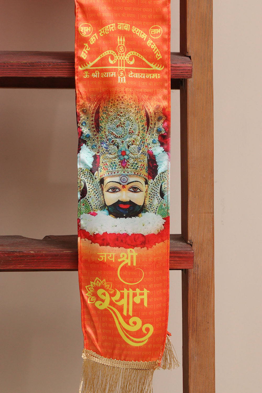 LUXURION WORLD Blessings Stole/Patka – Khatushyam Ji Stoles || Satin Silk Cloth Print Unisex God Printed Scarf for Spiritual Wear ( With Handcrafted Lace ) - Luxurion World