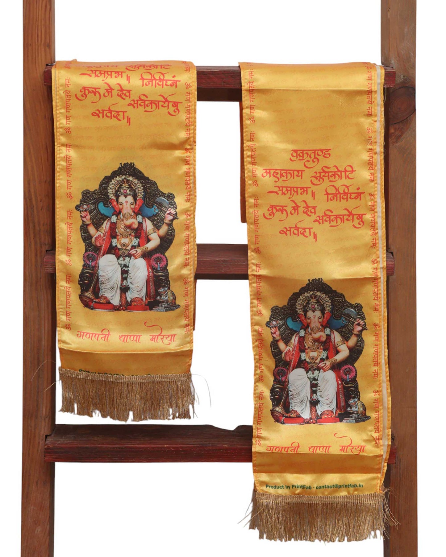 LUXURION WORLD Blessings Stole – Lalbaugcha Raja Stoles: Shop Shakti Blessings Patka & Silk Cloth Print Dupatta Unisex God Printed Scarf for Spiritual Wear - Luxurion World