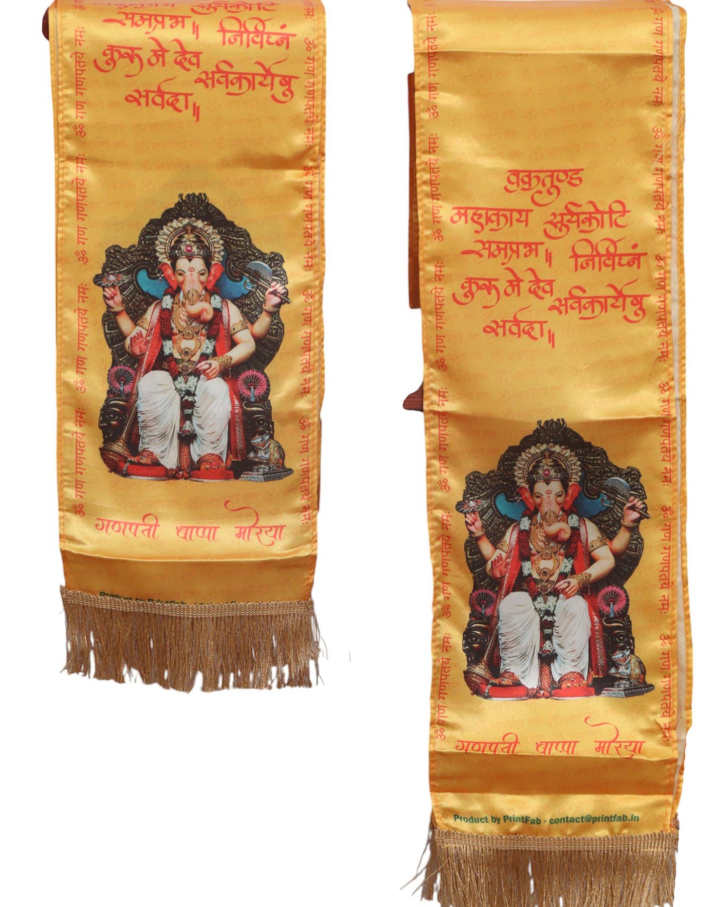 LUXURION WORLD Blessings Stole – Lalbaugcha Raja Stoles: Shop Shakti Blessings Patka & Silk Cloth Print Dupatta Unisex God Printed Scarf for Spiritual Wear - Luxurion World