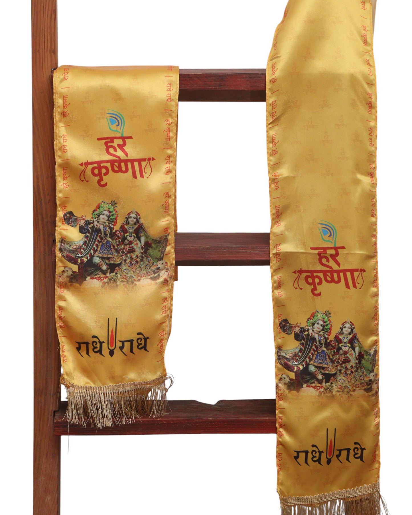 LUXURION WORLD Blessings Stole – Hare Krishna Radhe Radhe Stoles: Shop Shakti Blessings Patka & Silk Cloth Print Dupatta Unisex God Printed Scarf for Spiritual Wear - Luxurion World