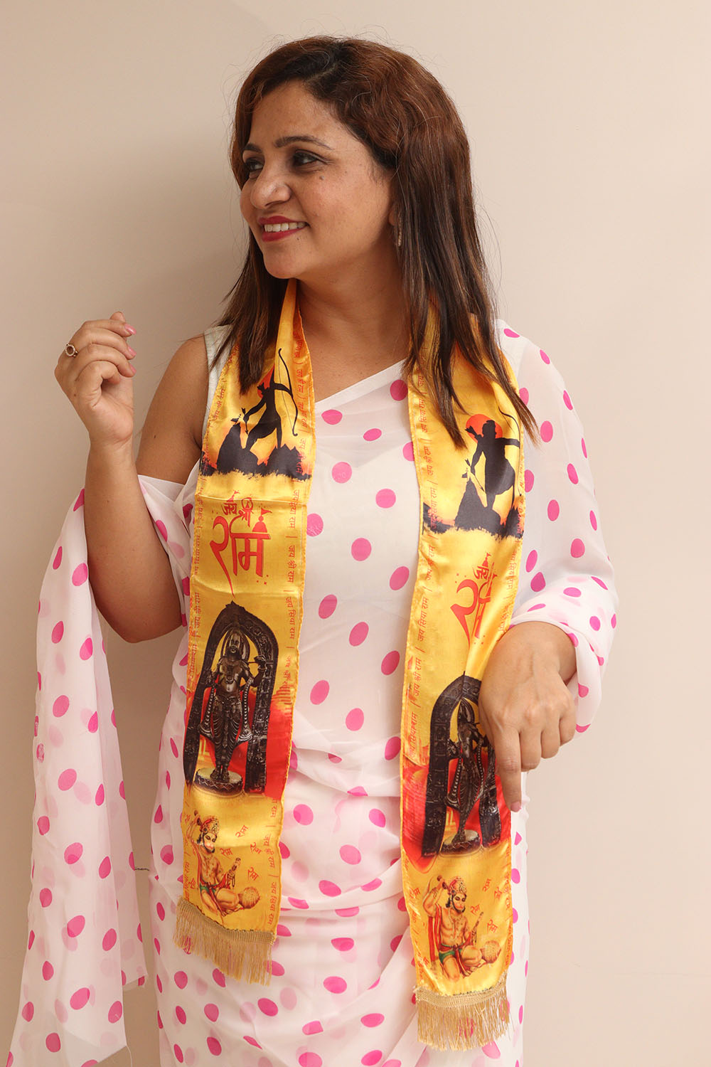 LUXURION WORLD Blessings Stole – Jai Shree Ram Stoles: Shop Shakti Blessings Patka & Silk Cloth Print Dupatta Unisex God Printed Scarf for Spiritual Wear - Luxurion World