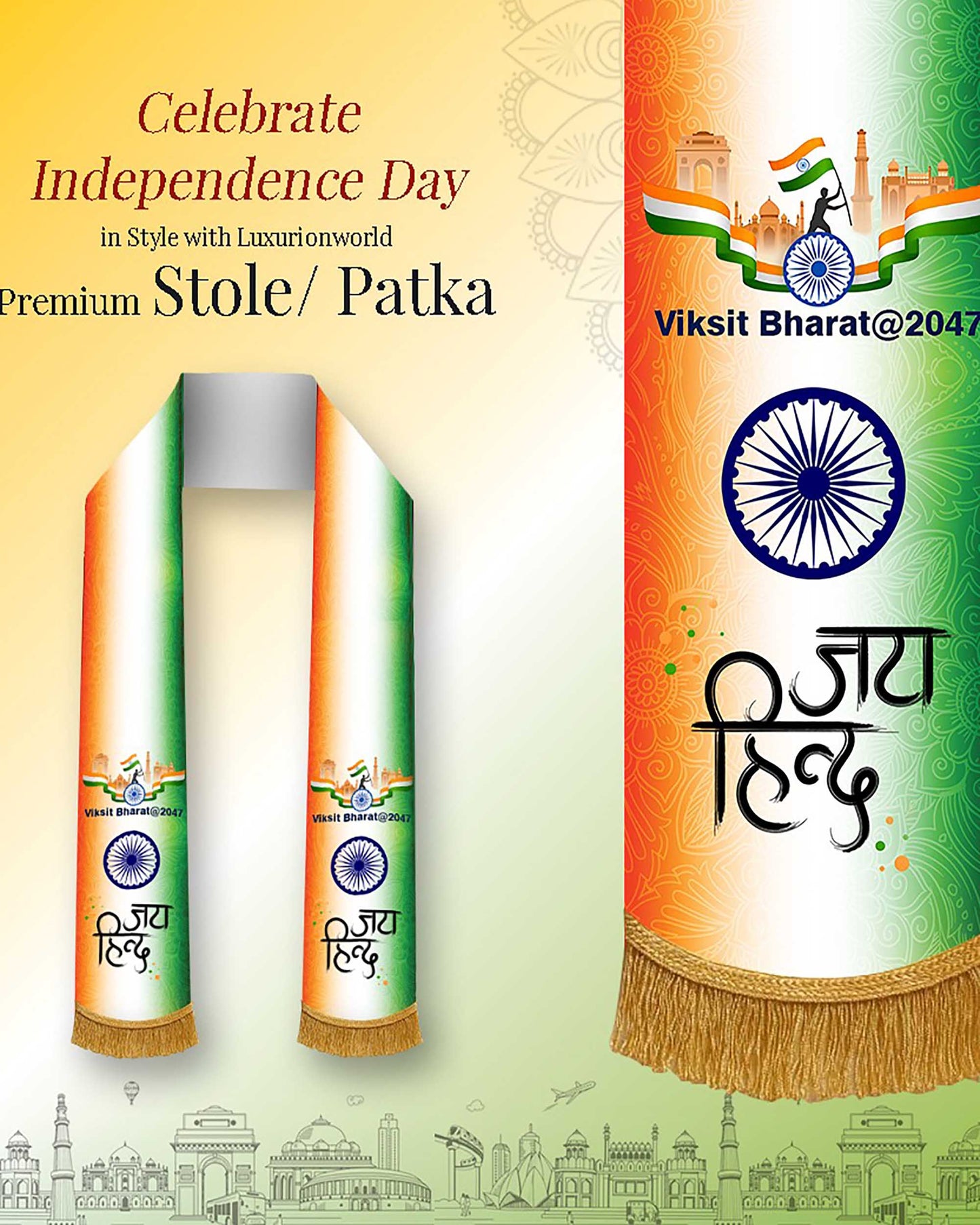 Celebrate Independence Day in Style: Premium Independence Stole/Patka to Showcase Patriotism, Elegance, and Unity—Perfect Gift for Proud Indians - Luxurion World