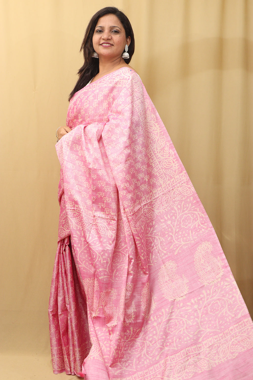 Stunning Pink Bhagalpur Silk Saree - Elegant and Timeless - Luxurion World