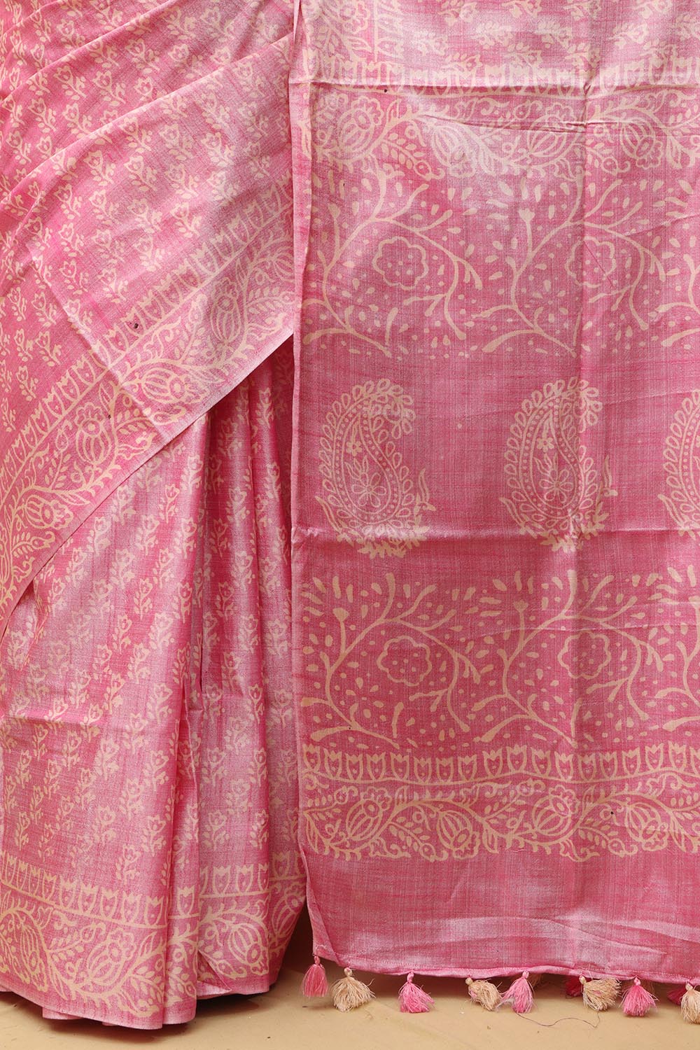 Stunning Pink Bhagalpur Silk Saree - Elegant and Timeless - Luxurion World