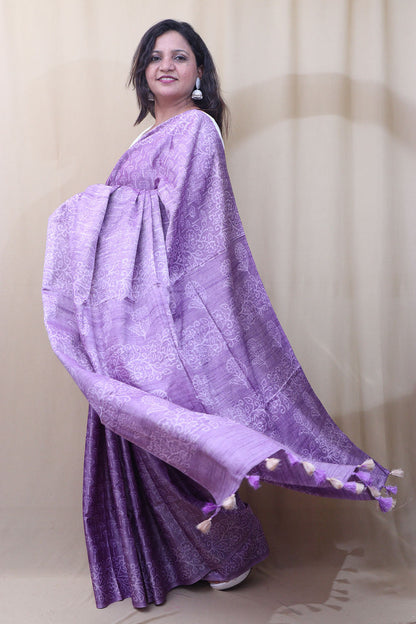Elegant Purple Bhagalpur Silk Saree - Luxurion World