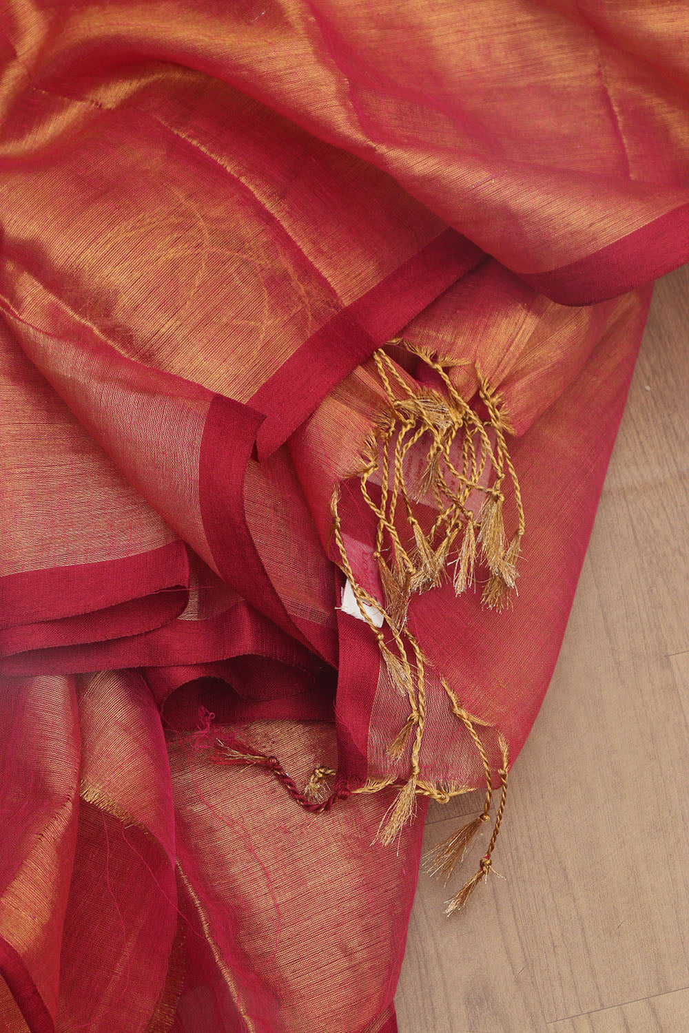 Exquisite Pink Bengal Tissue Cotton Saree