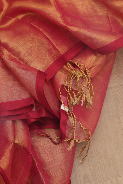Exquisite Pink Bengal Tissue Cotton Saree