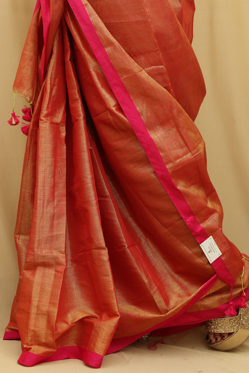 Golden Bengal Plain Cotton Saree - Elegant & Timeless