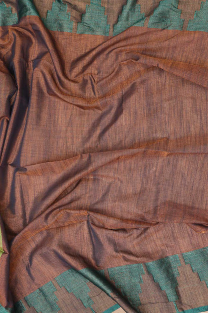 Ethnic Green Bengal Tissue Cotton Saree: Temple Border