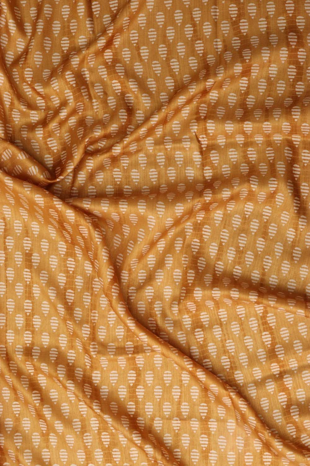 Sunshine in Silk: Yellow Block Printed Tussar Saree - Luxurion World