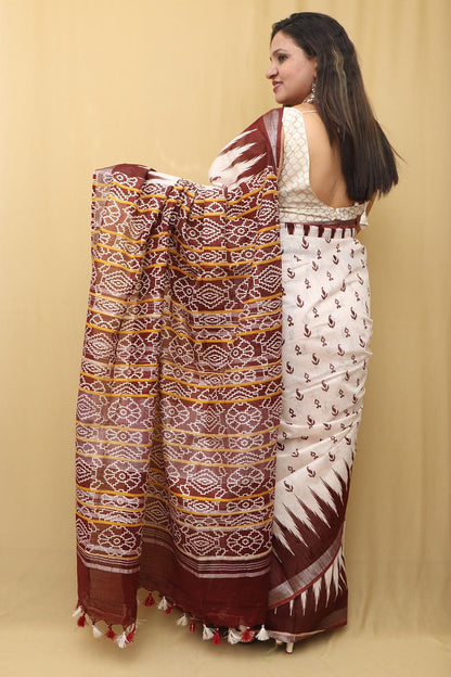 Pastel Madhubani Cotton Silk Saree: Digital Printed Elegance - Luxurion World