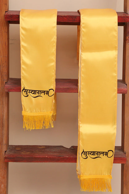LUXURION WORLD Welcome "Suswagatam" Stole – Patka - Silk Cloth Printed Dupatta | Unisex Printed Scarf for Welcoming Guests & Traditional Wear - Luxurion World