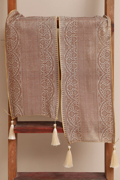 Luxurion World Customised Swagat Stole/Dupatta – Pastel Banarasi Antique Zari Cotton Stole With a Beautifully Matching Tassel for Welcoming Guests at Weddings, Anniversaries or Grand Celebratory Occasions - Luxurion World