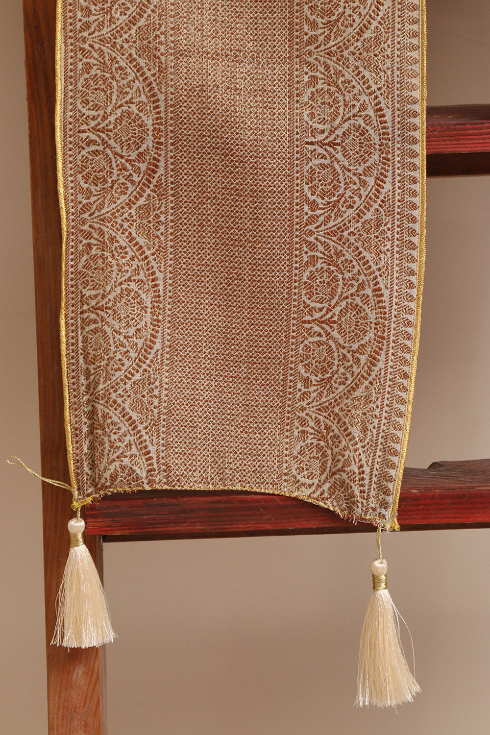 Luxurion World Customised Swagat Stole/Dupatta – Pastel Banarasi Antique Zari Cotton Stole With a Beautifully Matching Tassel for Welcoming Guests at Weddings, Anniversaries or Grand Celebratory Occasions - Luxurion World