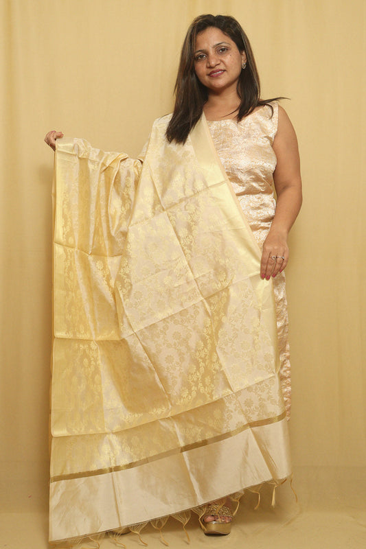 Chic Pastel Banarasi Silk Dupatta for Effortlessly Elegant Attire