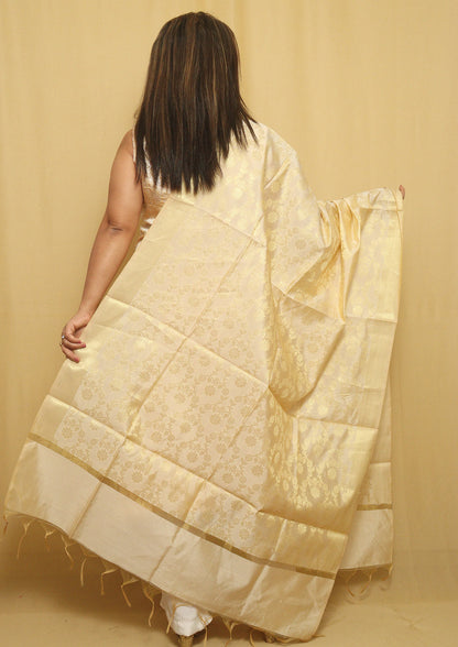Chic Pastel Banarasi Silk Dupatta for Effortlessly Elegant Attire