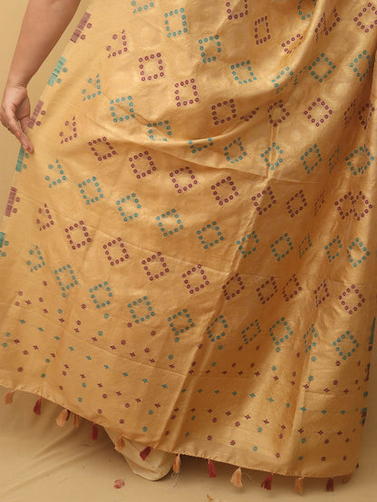 Pastel Banarasi Silk Bandhani Design Dupatta - divyaindia 