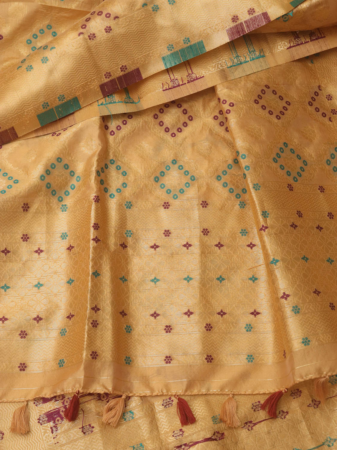 Pastel Banarasi Silk Bandhani Design Dupatta - divyaindia 