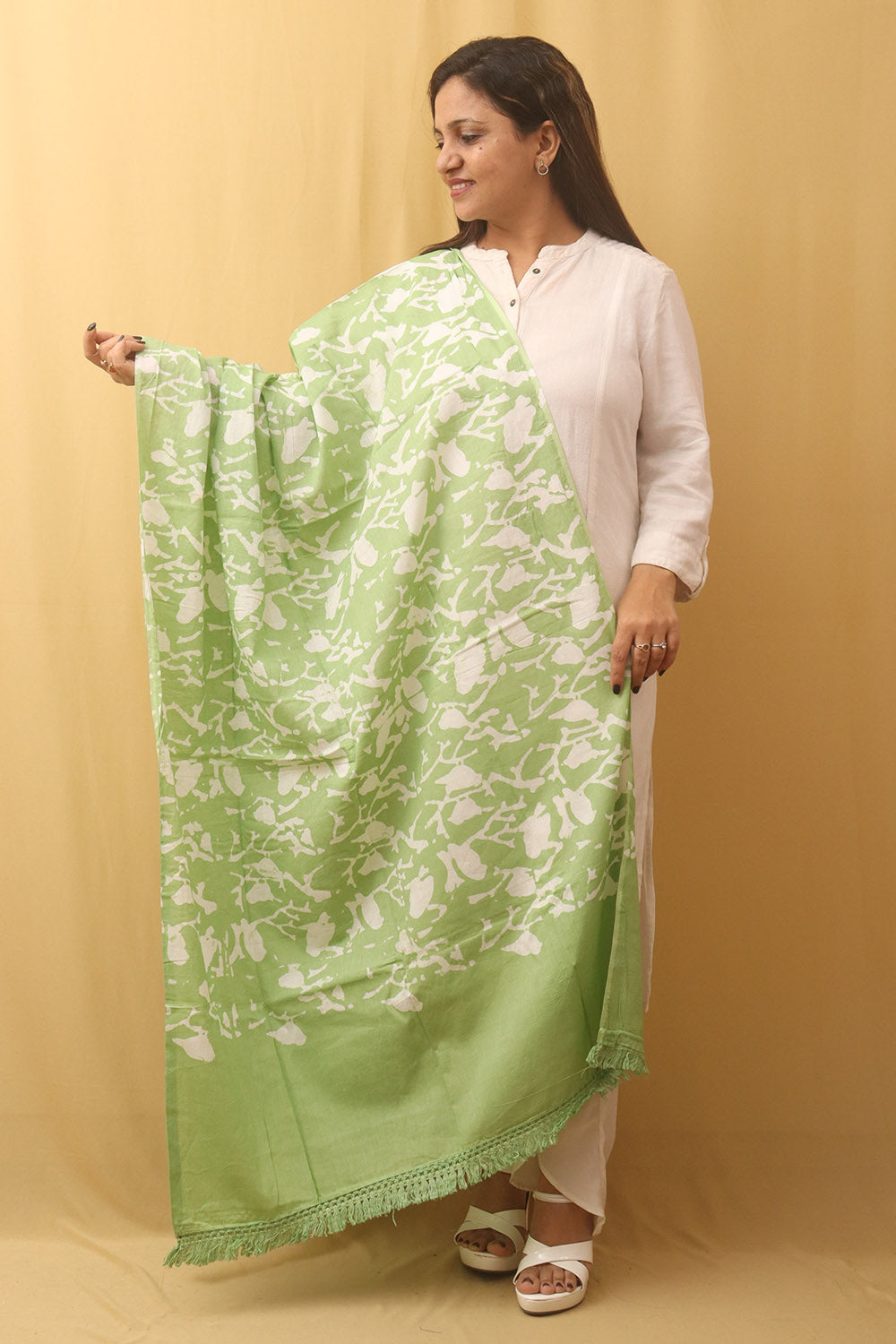 Green Batik Cotton Dupatta