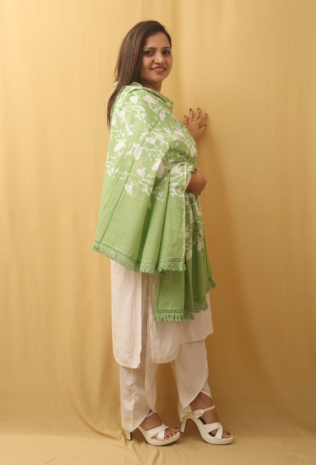Green Batik Cotton Dupatta