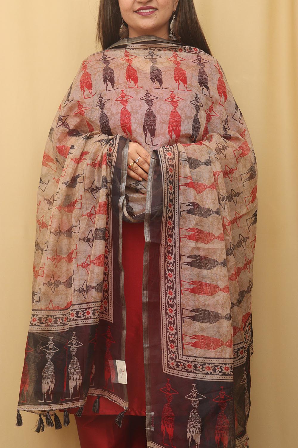 Stylish Multicolor Block Printed Silk Dupatta