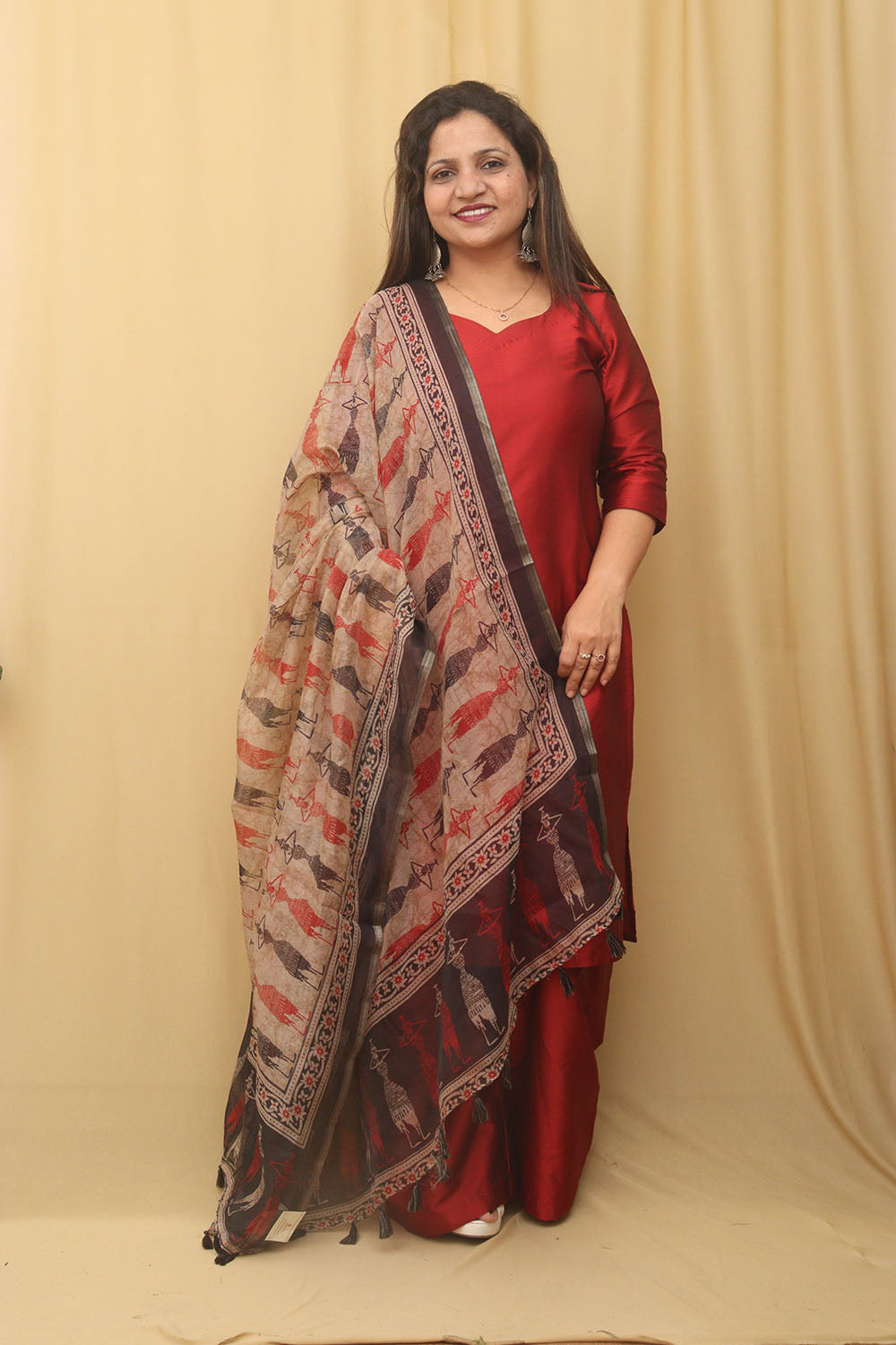 Stylish Multicolor Block Printed Silk Dupatta