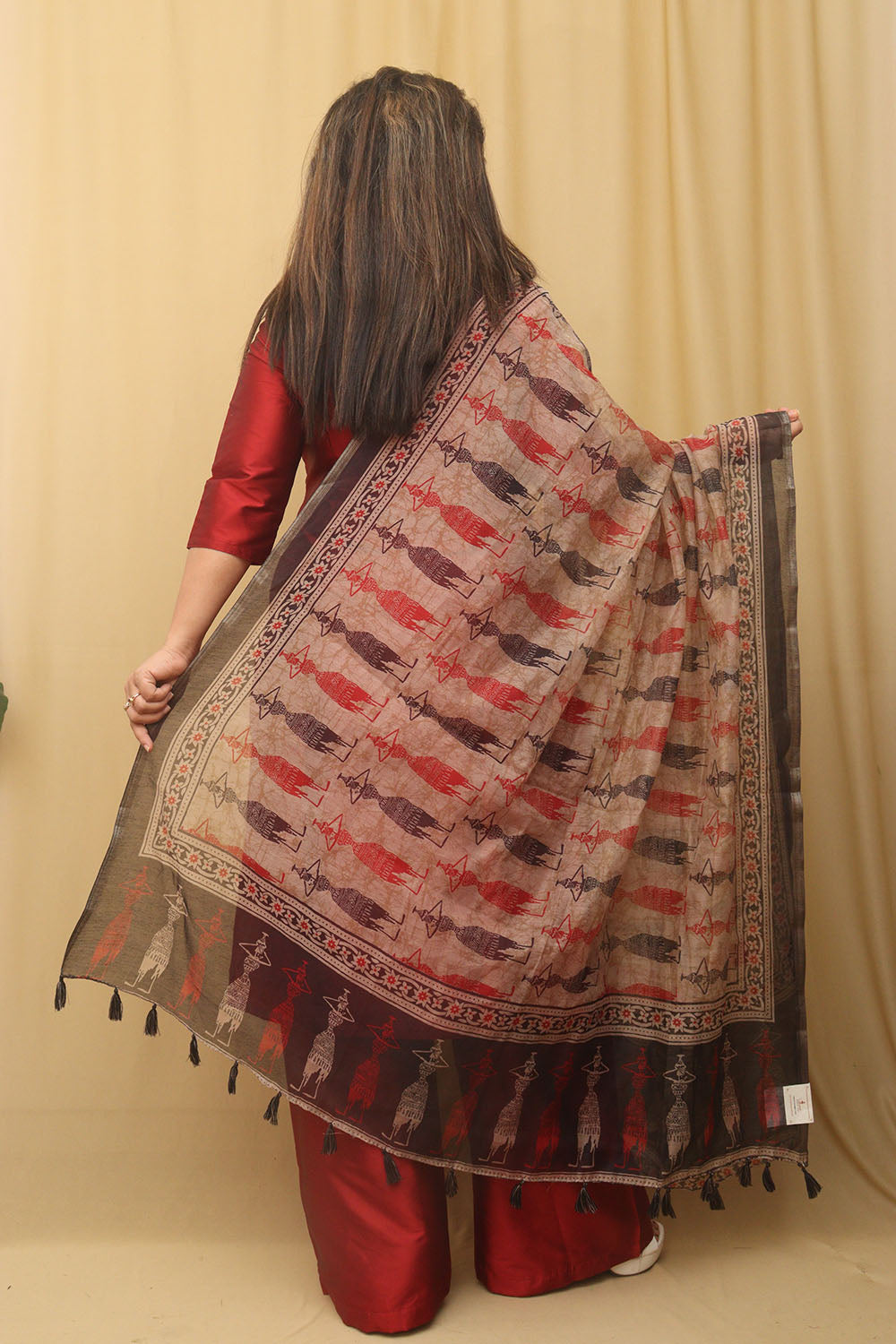Stylish Multicolor Block Printed Silk Dupatta