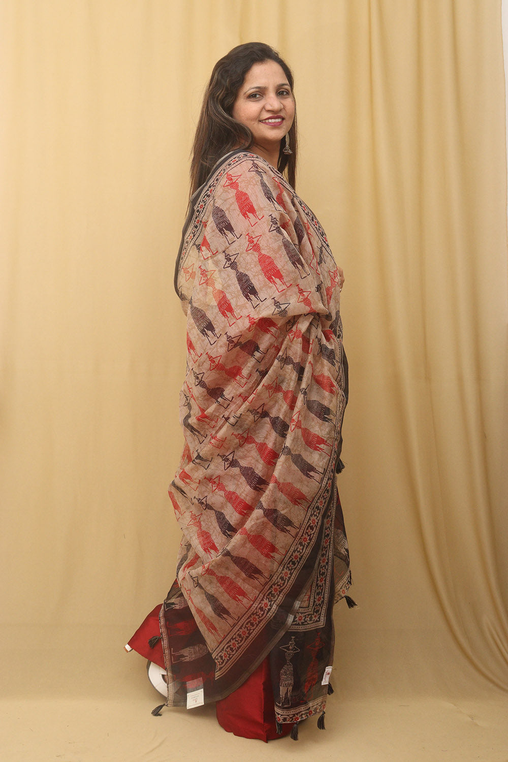 Stylish Multicolor Block Printed Silk Dupatta