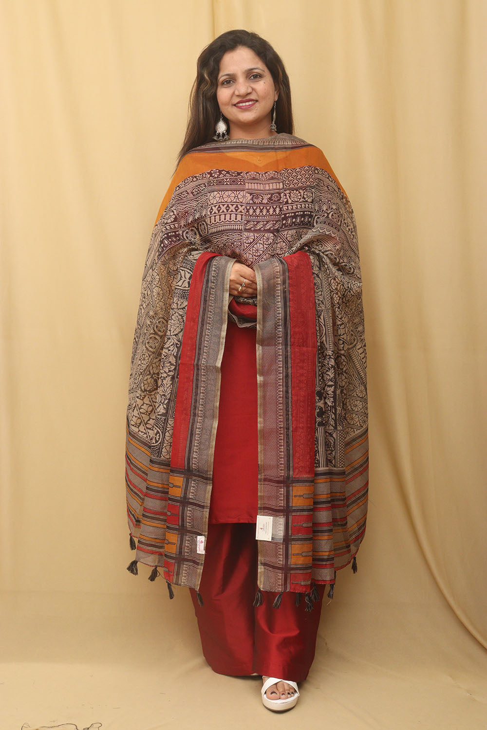 Vibrant Chanderi Silk Dupatta: Chic Block Print Design