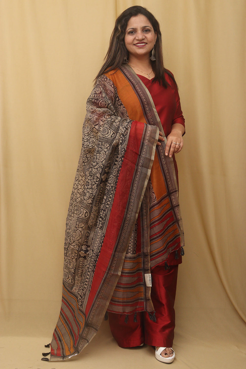 Vibrant Chanderi Silk Dupatta: Chic Block Print Design