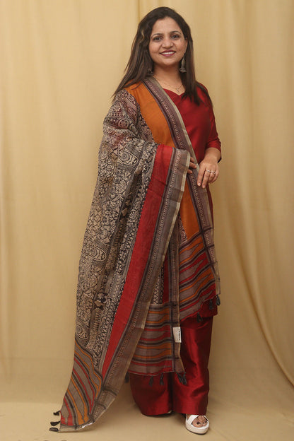 Vibrant Chanderi Silk Dupatta: Chic Block Print Design