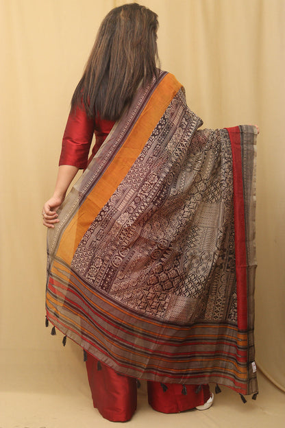 Vibrant Chanderi Silk Dupatta: Chic Block Print Design