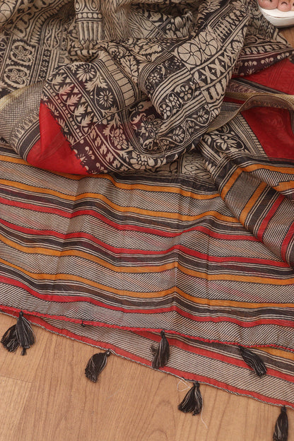 Vibrant Chanderi Silk Dupatta: Chic Block Print Design