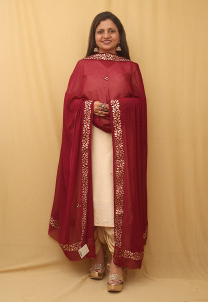 Purple Gota Patti Work Chiffon Dupatta - divyaindia 