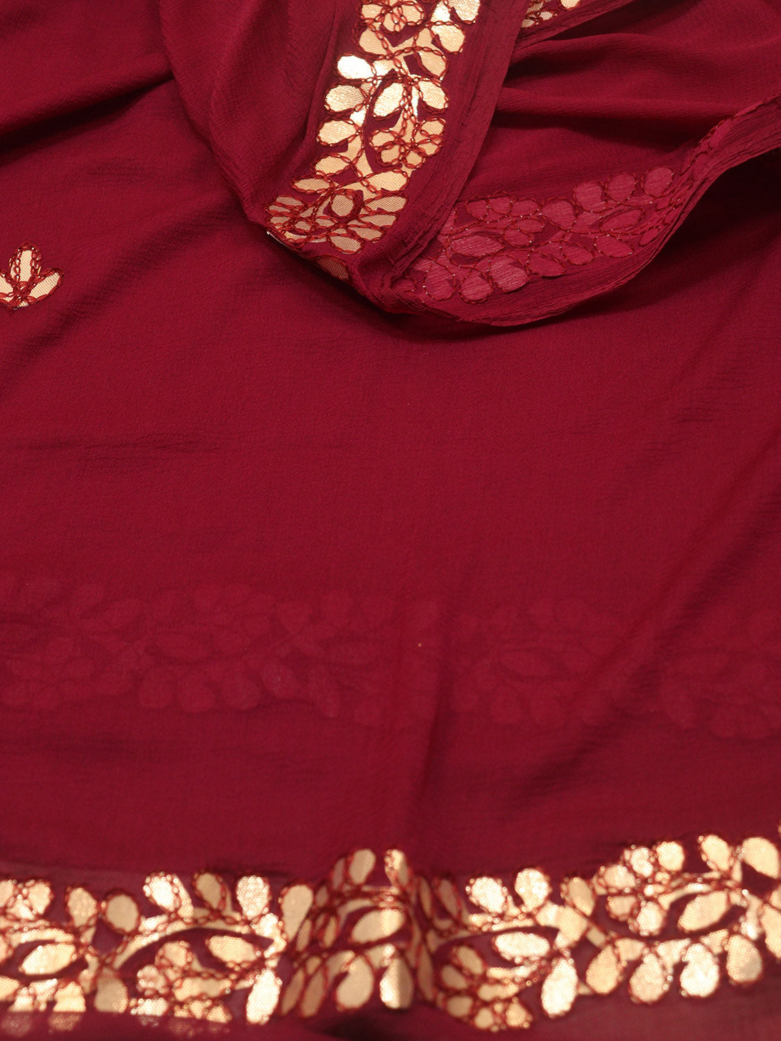 Purple Gota Patti Work Chiffon Dupatta - divyaindia 