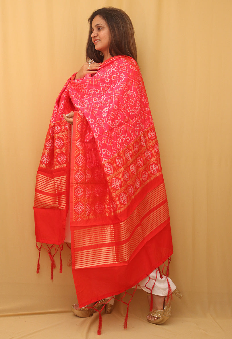 Pink Patola Silk Dupatta