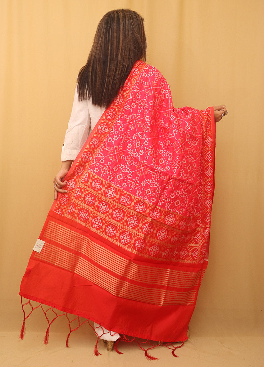 Pink Patola Silk Dupatta