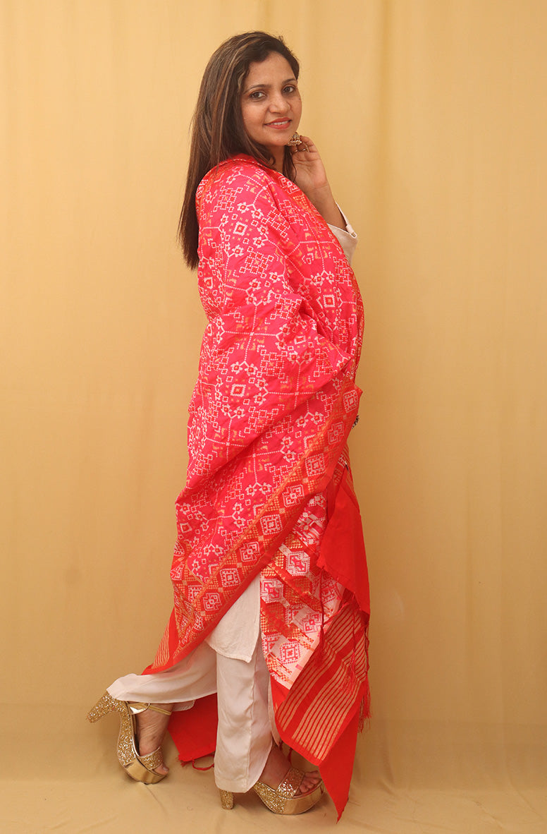 Pink Patola Silk Dupatta