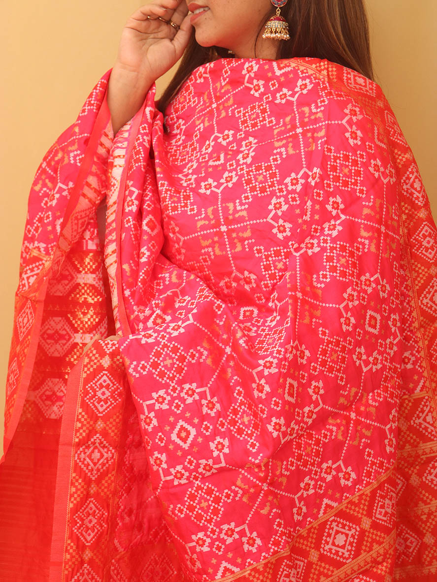 Pink Patola Silk Dupatta