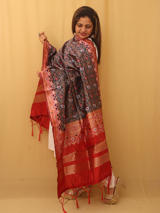 Blue Patola Silk Dupatta - divyaindia 