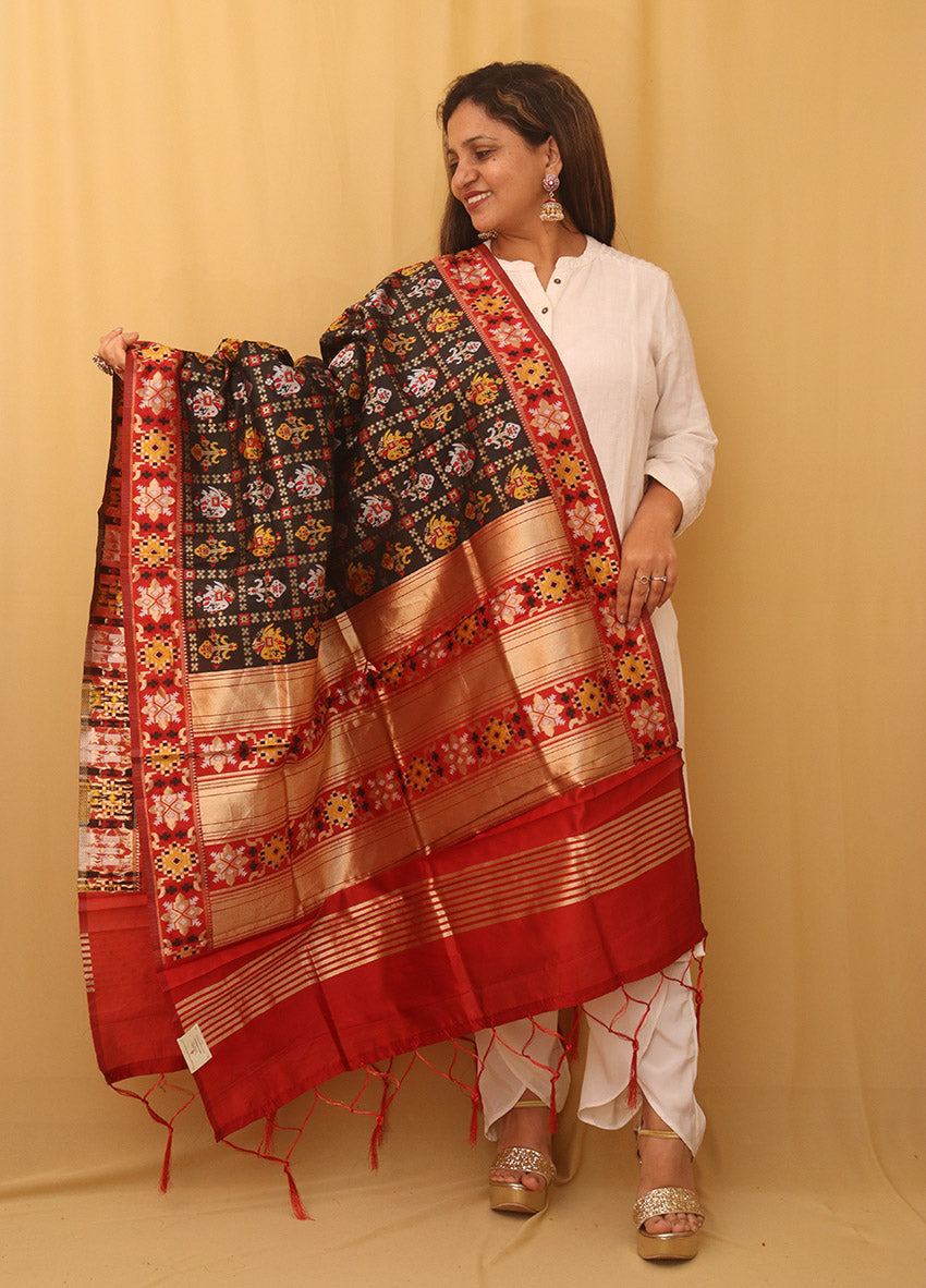 Black Patola Silk Dupatta