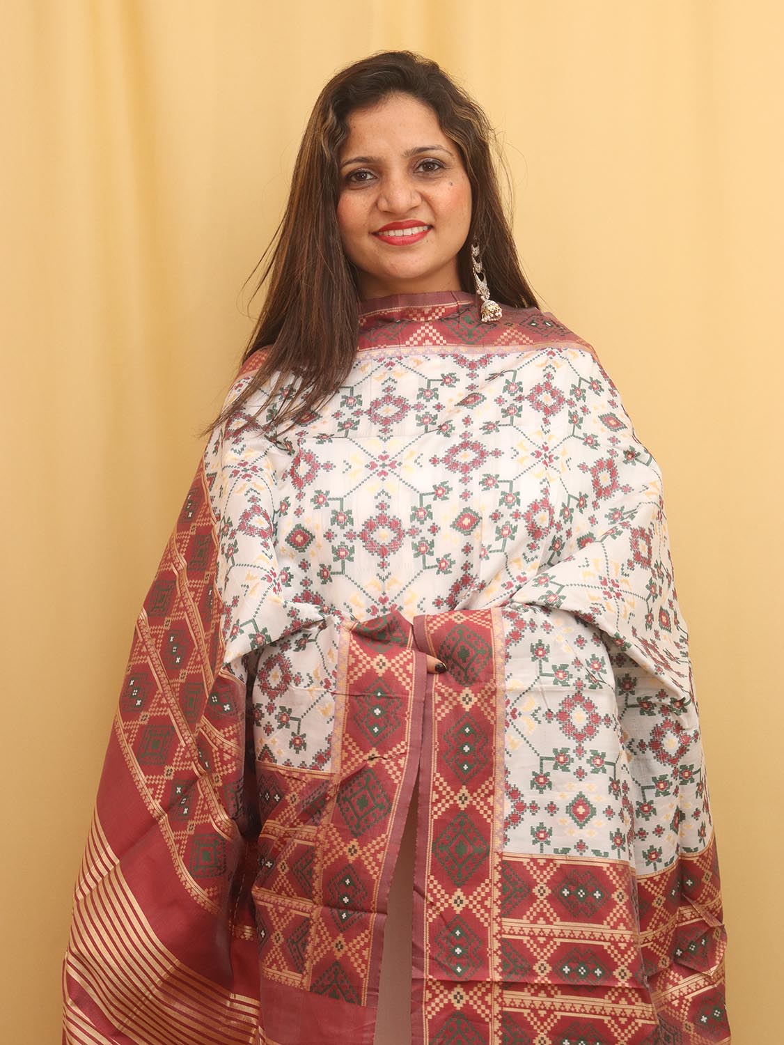 Off White Patola Silk Dupatta
