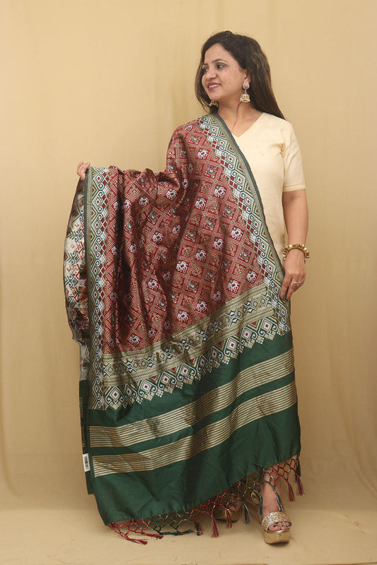 Maroon Patola Silk Dupatta: Timeless Elegance