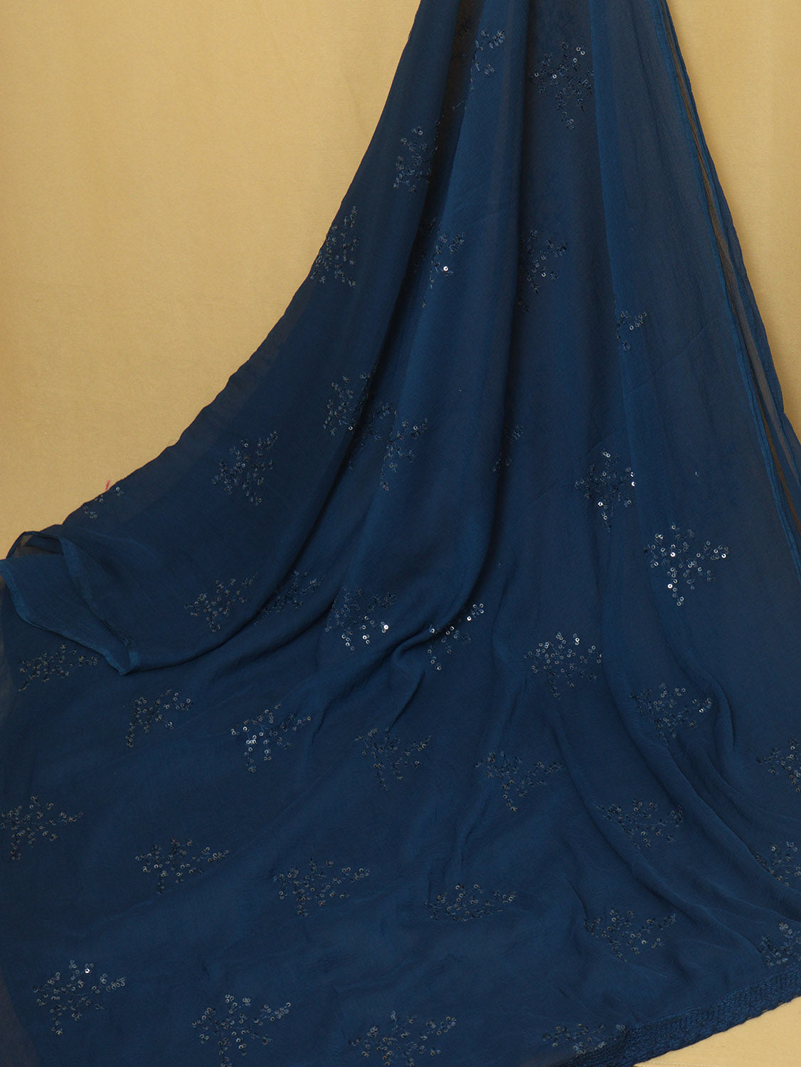 Sequined Blue Georgette Dupatta: Stylish and Trendy