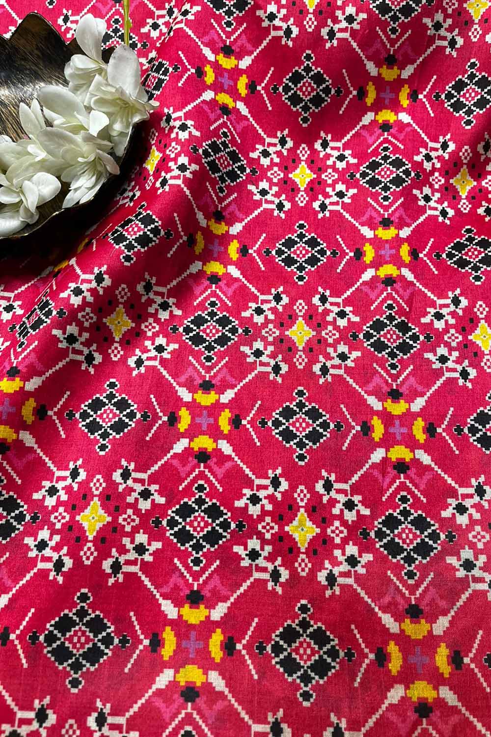 Stunning Pink Patola Design Tussar Silk Fabric (1 Mtr)