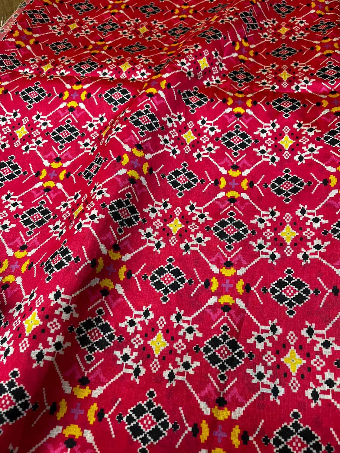 Stunning Pink Patola Design Tussar Silk Fabric (1 Mtr)