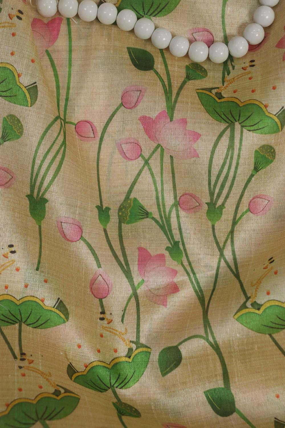 Pastel Pichwai Tussar Silk: Exquisite Digital Prints