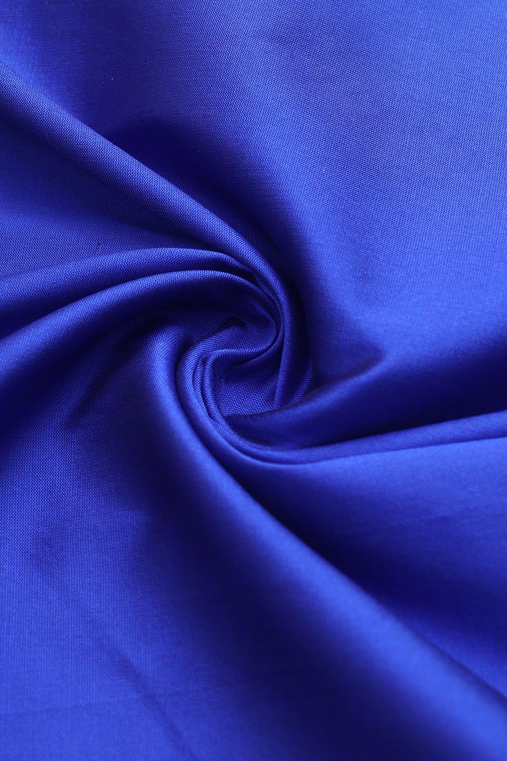 Blue Plain Silk Fabric ( 1 Mtr ) - divyaindia 