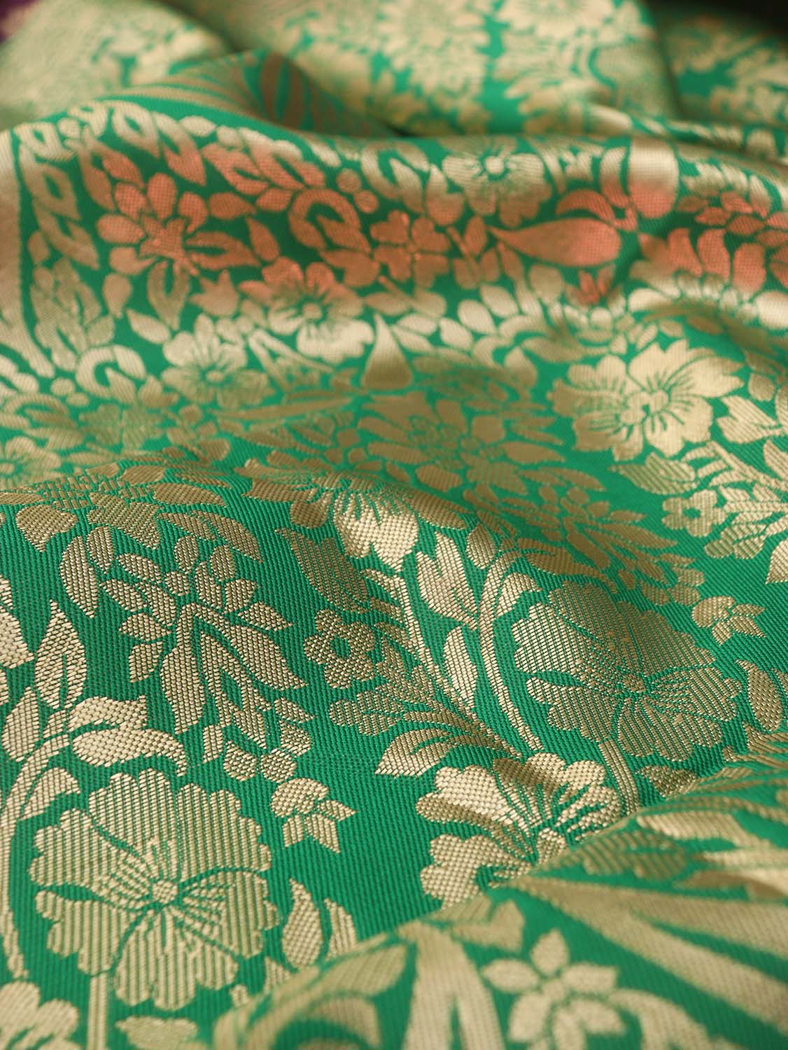 Purple Banarasi Cotton Silk Saree - divyaindia 
