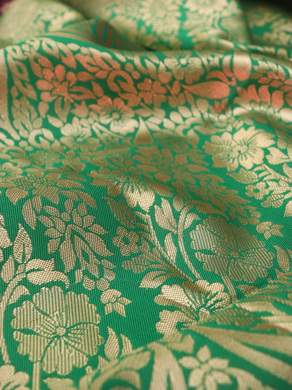 Purple Banarasi Cotton Silk Saree - divyaindia 